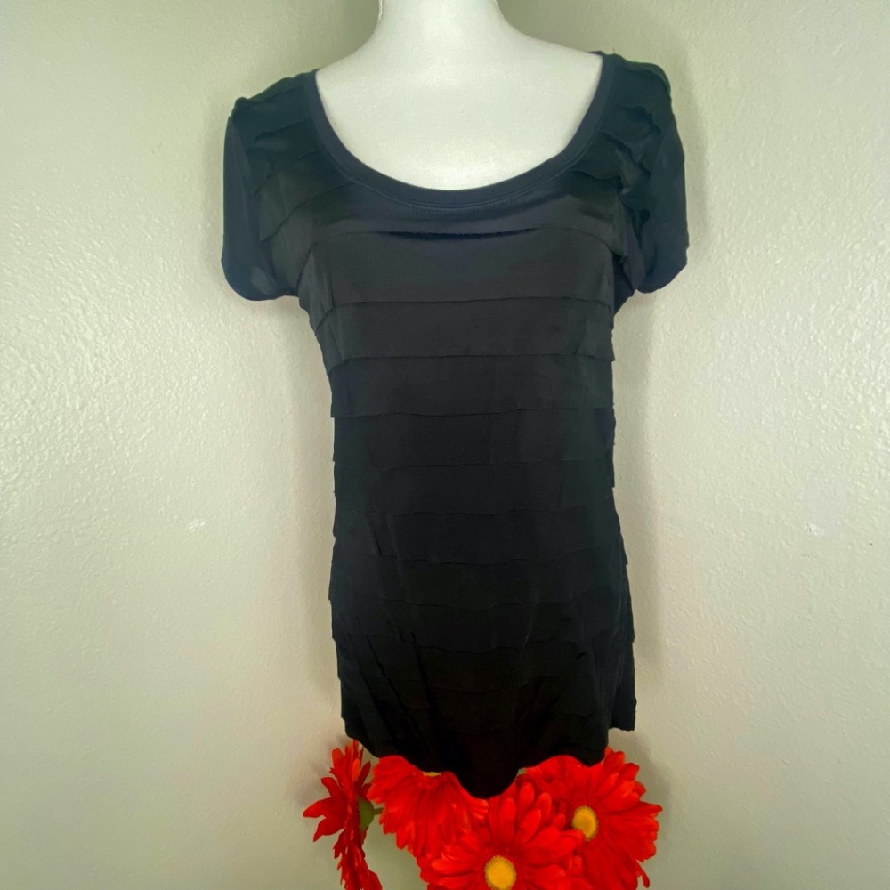 Black Soft Pleated Top
